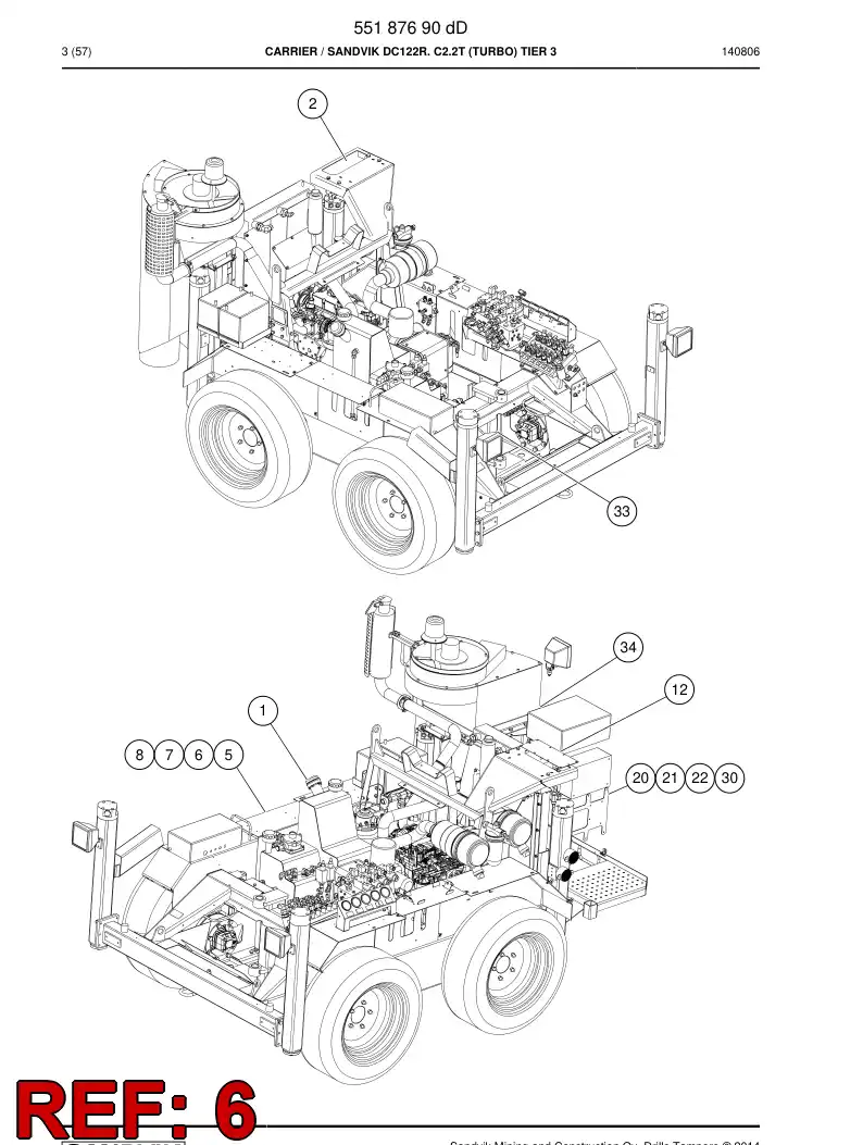 55090485d 550 904 85d Schematic, Hydraulic - Sandvik Technical Drawing