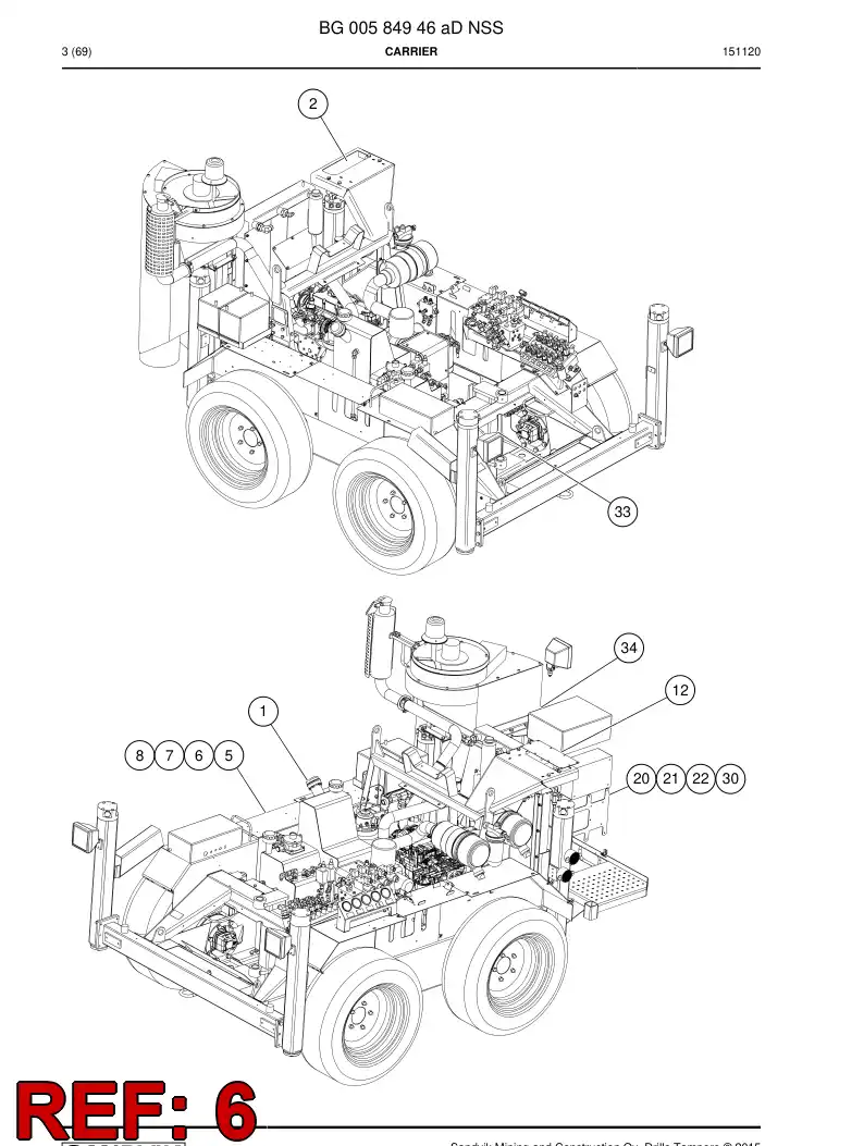 55090485f 550 904 85f Schematic, Hydraulic - Sandvik Technical Drawing
