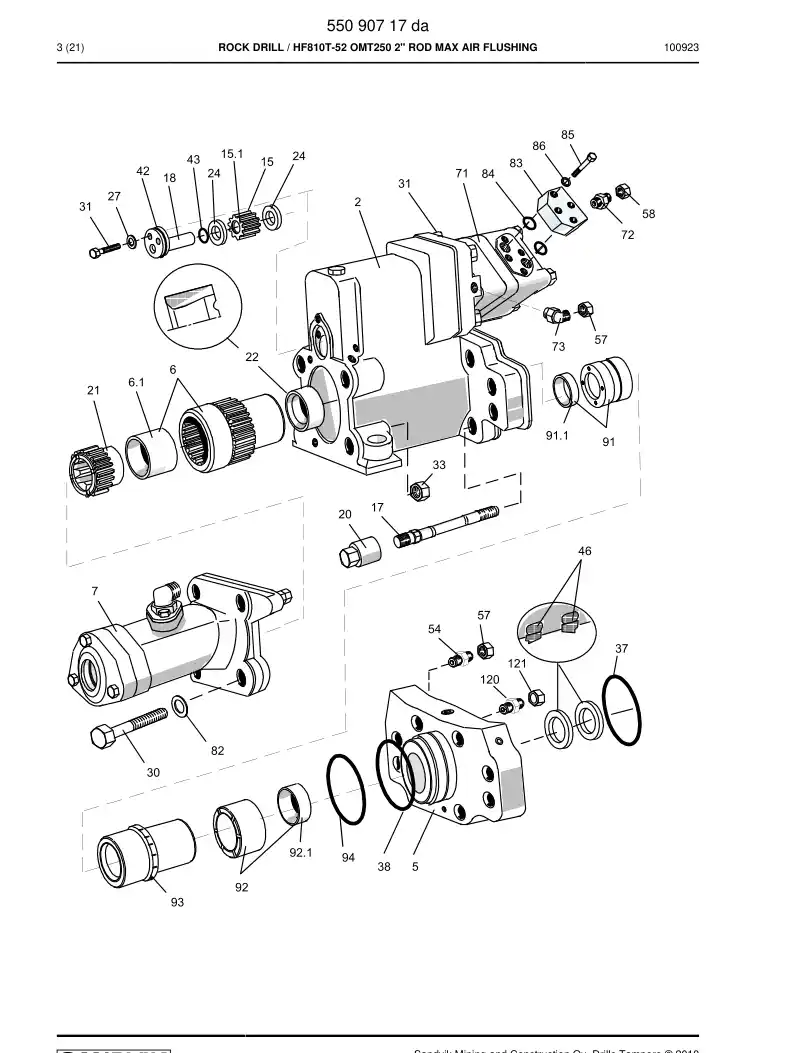 55090717d 550 907 17d Rock Drill - Sandvik Technical Drawing