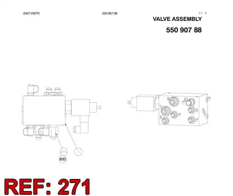 55090787 550 907 87 PRESSURE RELIEF VALVE - Sandvik Technical Drawing