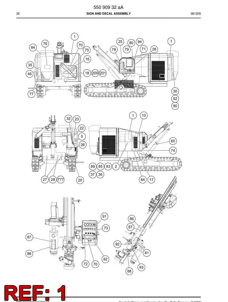 55090933 550 909 33 Decal set - Sandvik Technical Drawing