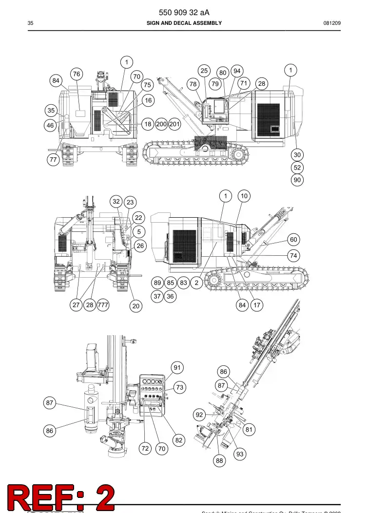 55090934a 550 909 34a Decal - Sandvik Technical Drawing