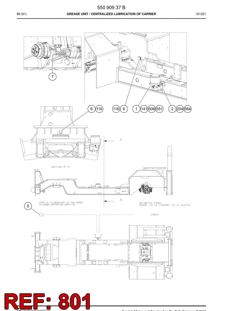 55090938 550 909 38 GREASE LUBRICATION SYSTEM - Sandvik Technical Drawing