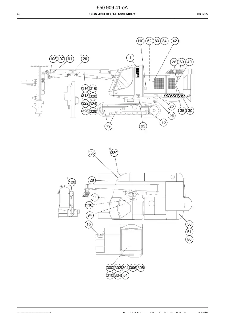 55090941e 550 909 41e SIGN AND DECAL ASSEMBLY - Sandvik Technical Drawing