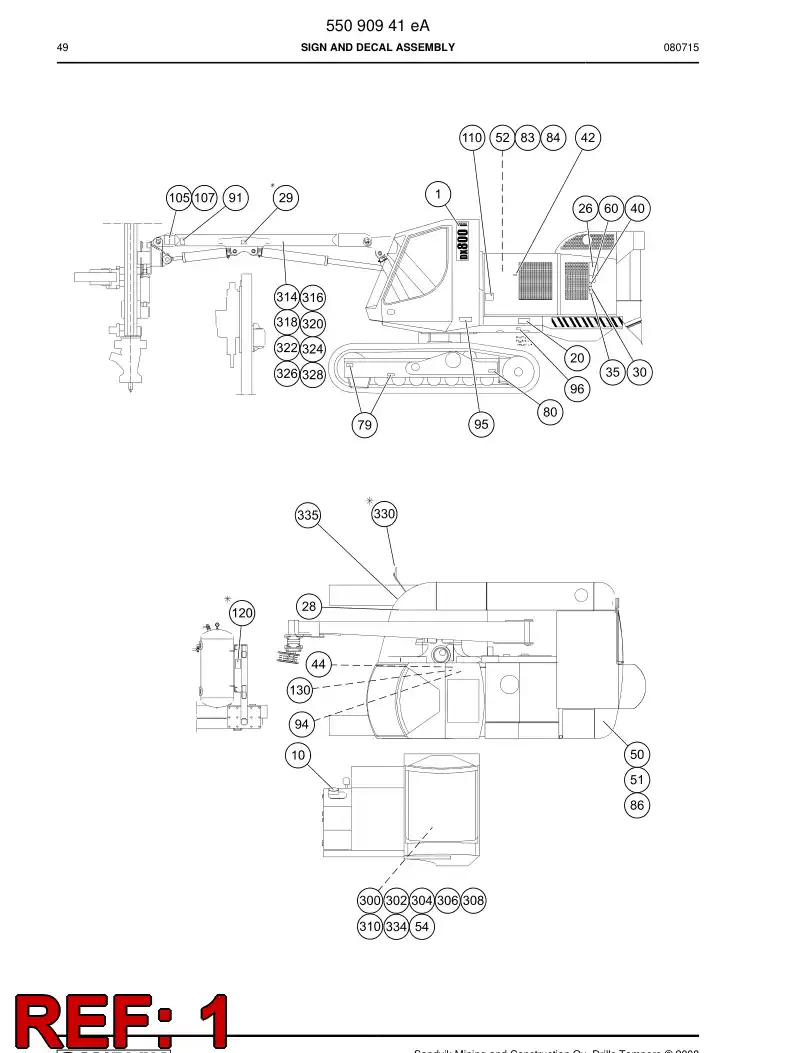 55090948 550 909 48 Decal set - Sandvik Technical Drawing
