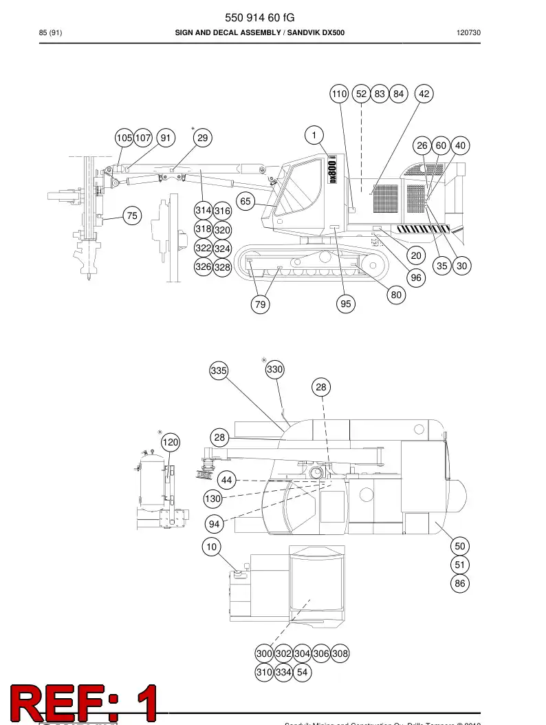 55090956 550 909 56 Decal set - Sandvik Technical Drawing