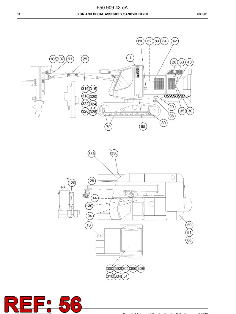 55090959a 550 909 59a Decal - Sandvik Technical Drawing