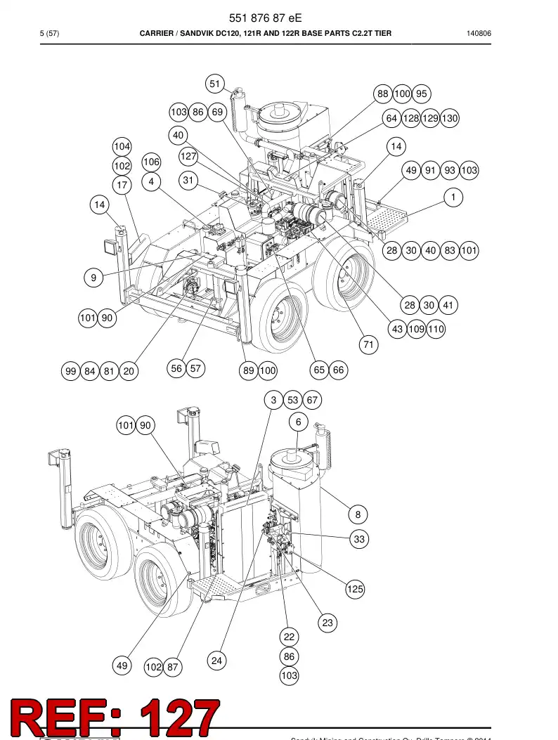 55091007 550 910 07 Plate, Mounting - Sandvik Technical Drawing