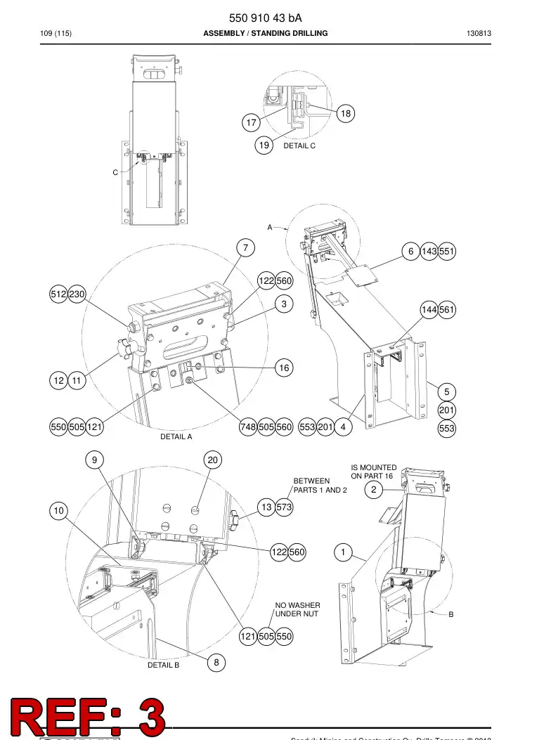 55091098a 550 910 98a Plate - Sandvik Technical Drawing