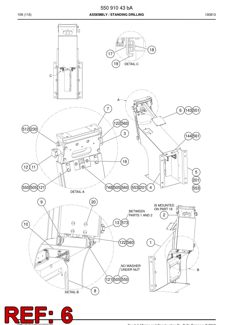 55091145 550 911 45 Bracket - Sandvik Technical Drawing