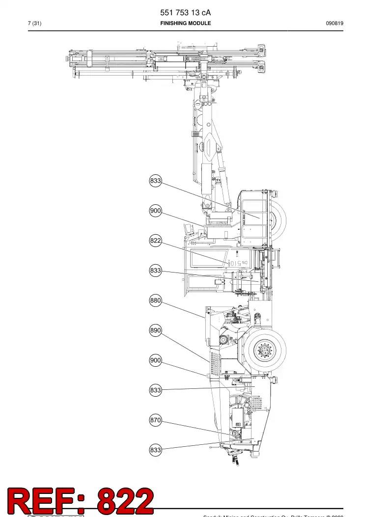 55091370 550 913 70 Decal - Sandvik Technical Drawing