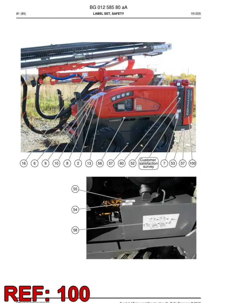 55091395 550 913 95 Decal set - Sandvik Technical Drawing
