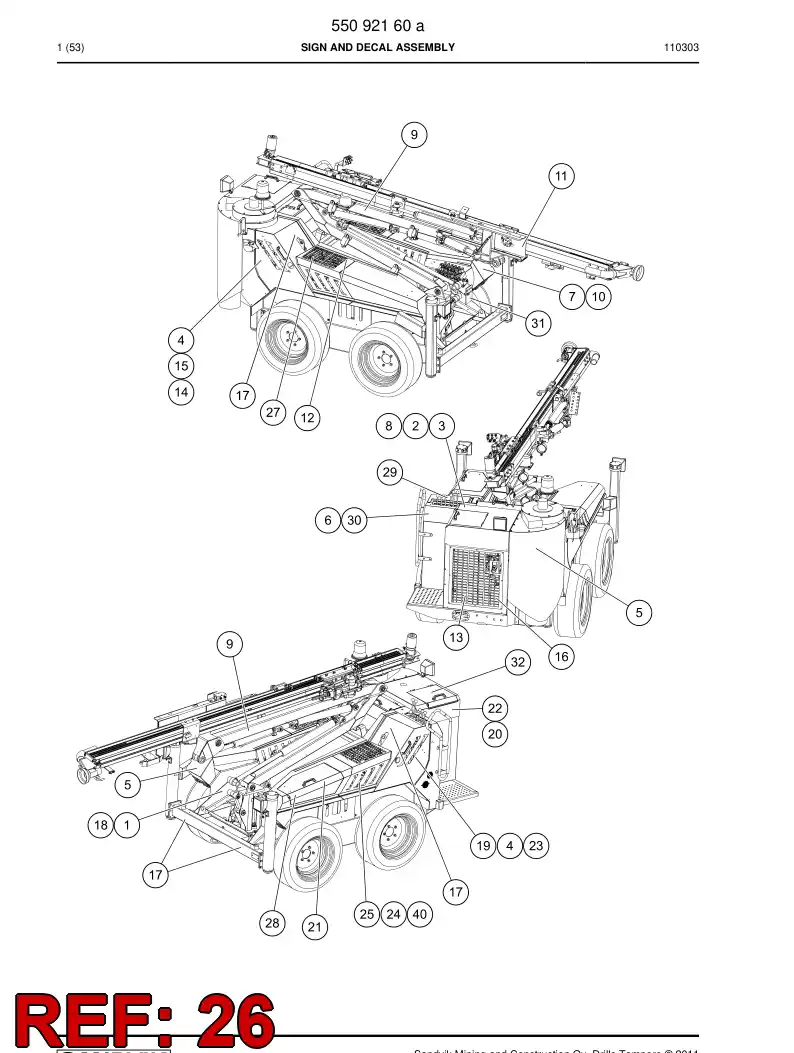 55091397 550 913 97 Decal set - Sandvik Technical Drawing