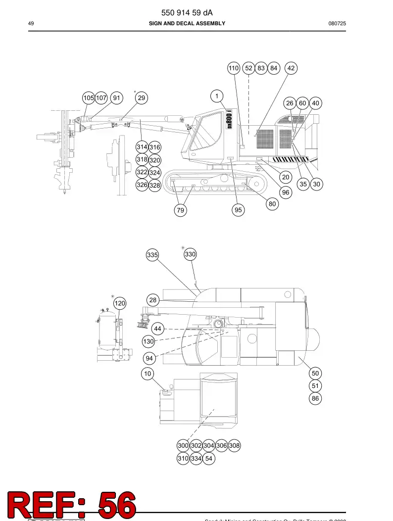 55091457a 550 914 57a Decal - Sandvik Technical Drawing