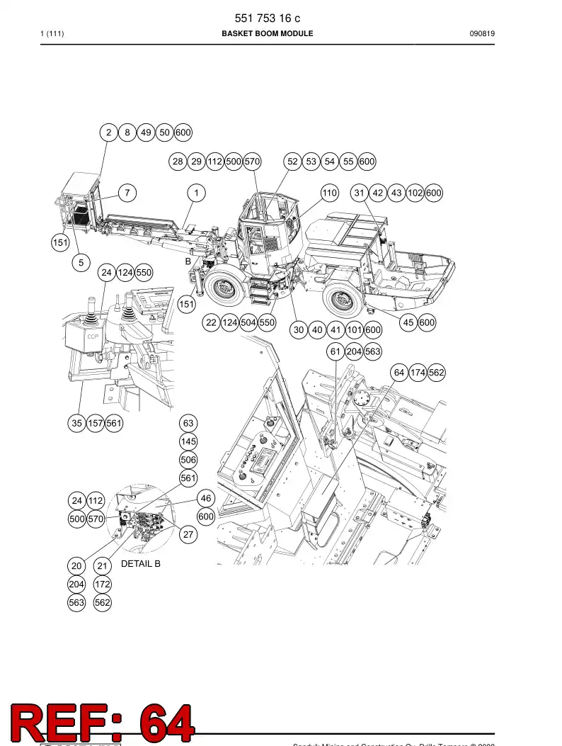 55091497 550 914 97 Bracket - Sandvik Technical Drawing