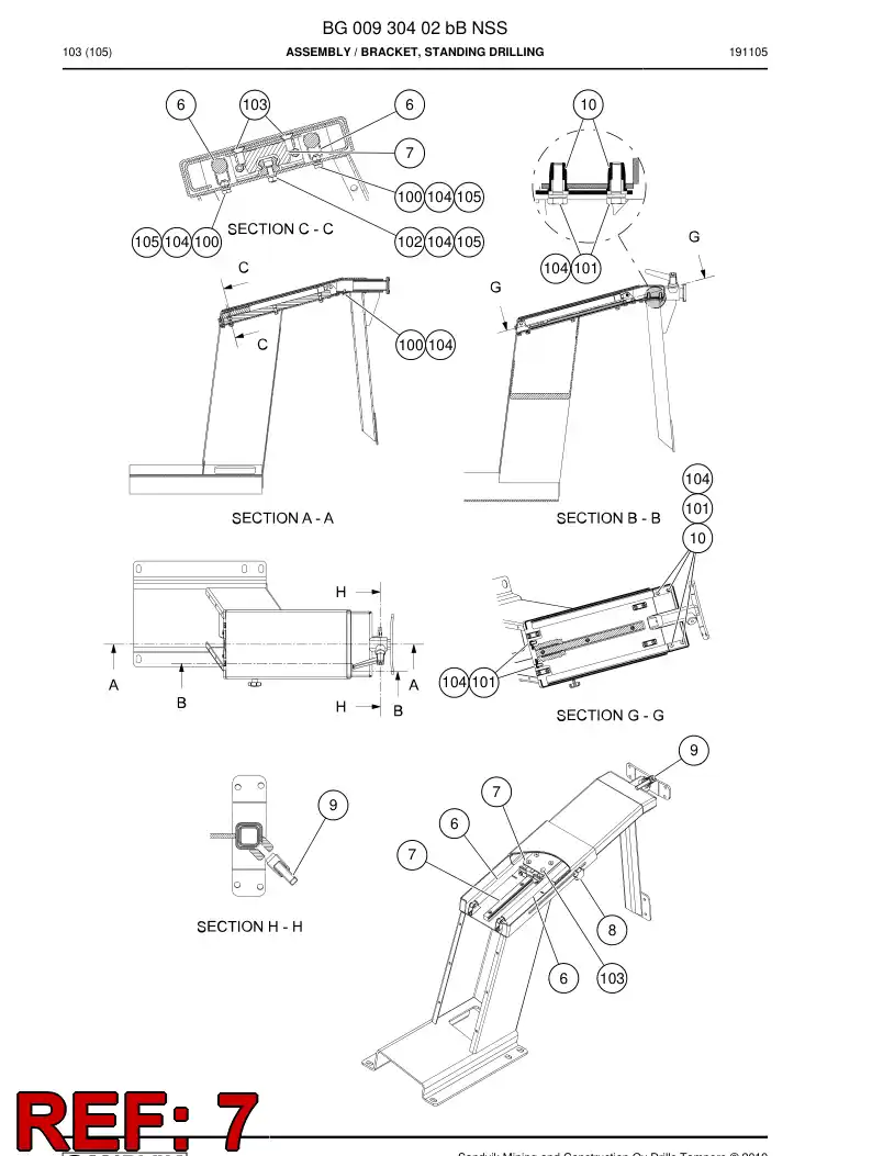 55091531 550 915 31 Rail, Slide - Sandvik Technical Drawing