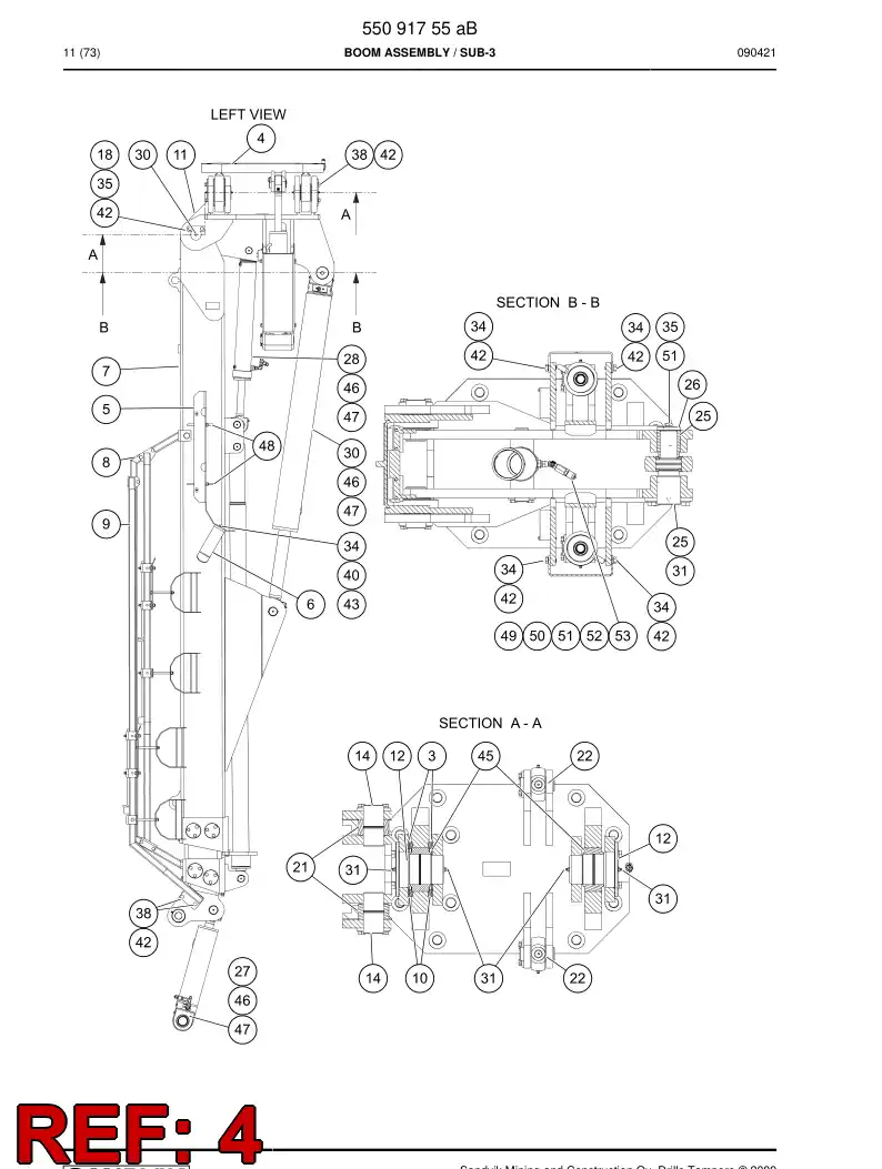 55091573 550 915 73 Pedestal - Sandvik Technical Drawing