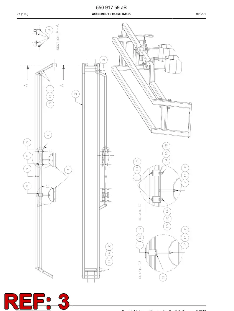 55091602 550 916 02 Bracket, Mounting - Sandvik Technical Drawing