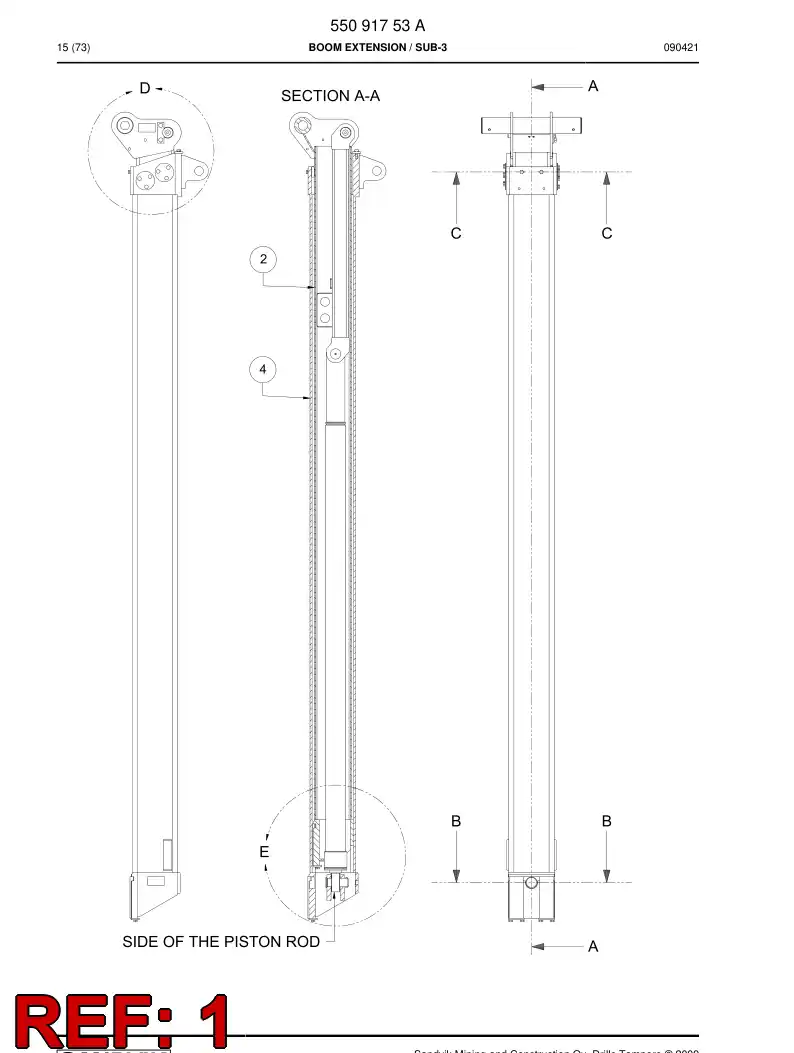 55091736 550 917 36 Slide piece - Sandvik Technical Drawing