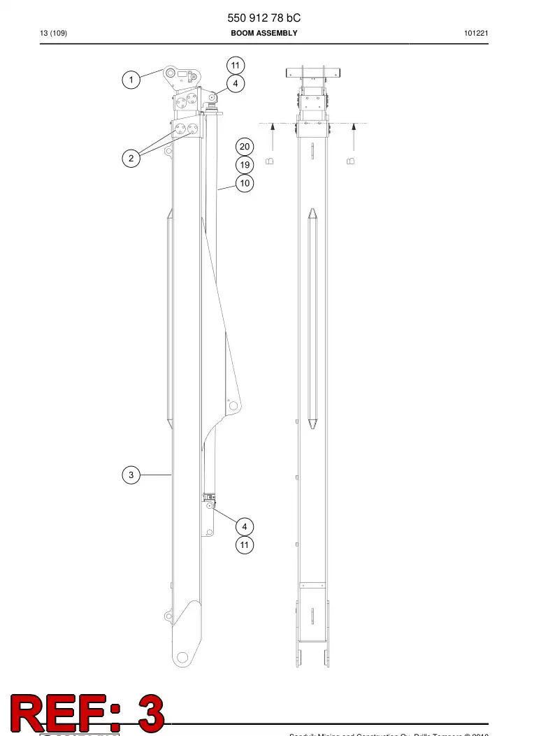 55091867 550 918 67 Boom - Sandvik Technical Drawing