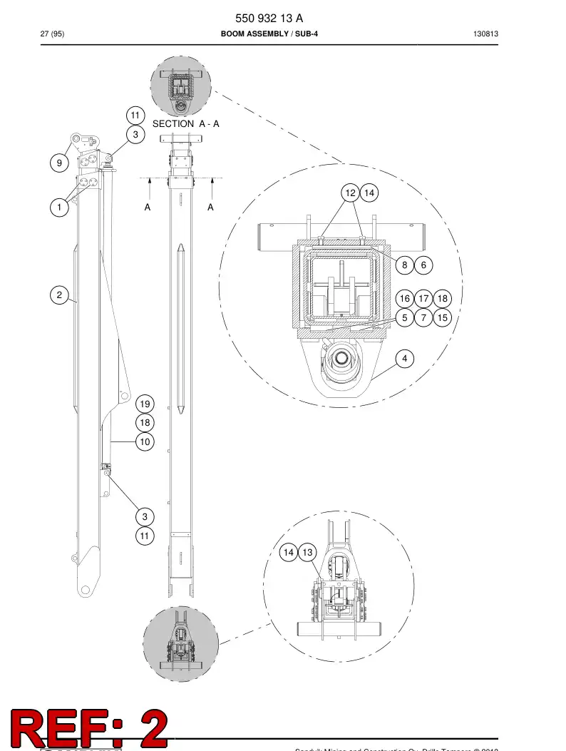 55091867a 550 918 67a Boom - Sandvik Technical Drawing