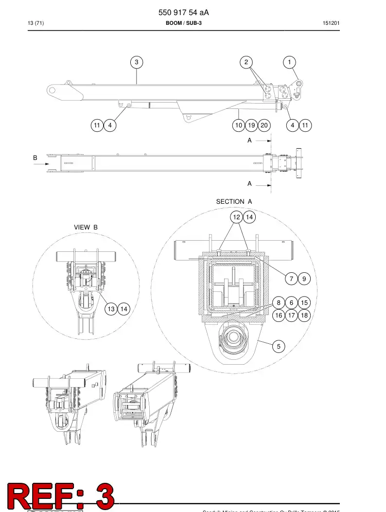 55091880b 550 918 80b Boom - Sandvik Technical Drawing