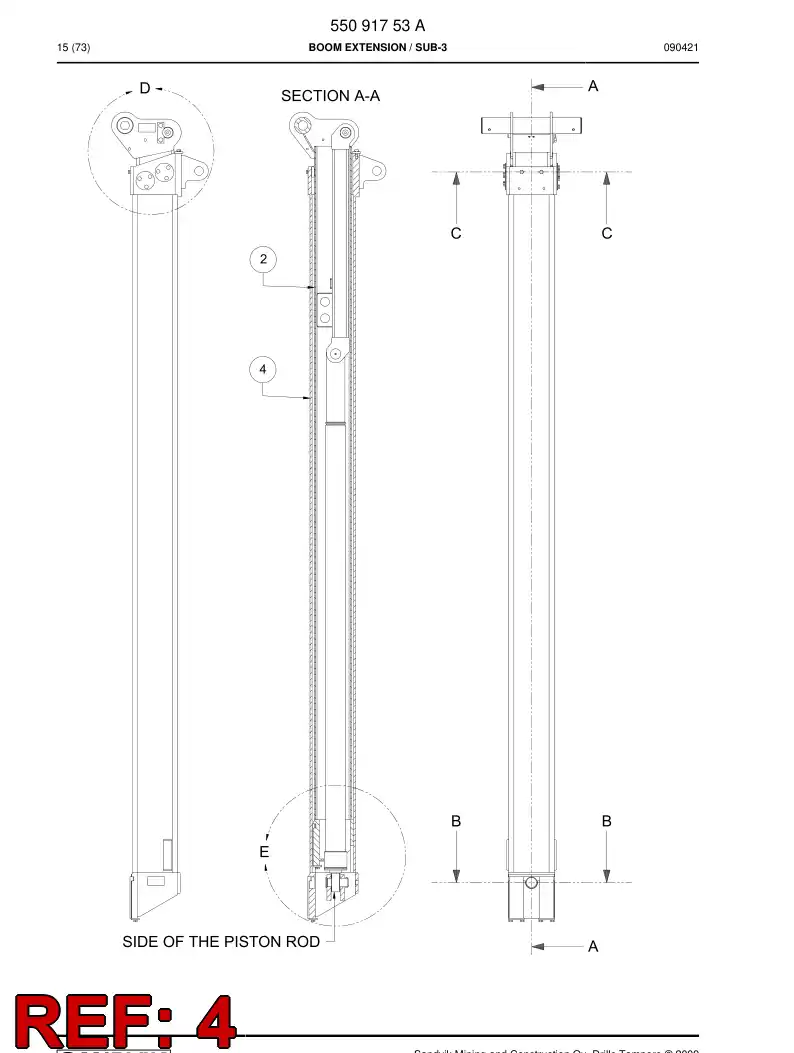 55091881 550 918 81 Boom extension - Sandvik Technical Drawing