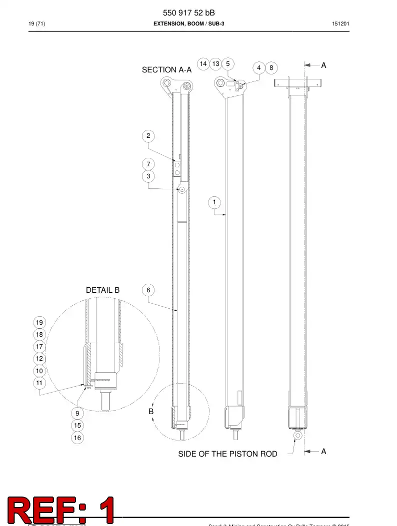 55091882b 550 918 82b Extension, Boom - Sandvik Technical Drawing