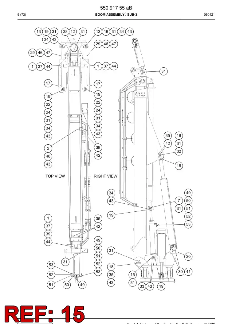 55091899 550 918 99 Pin - Sandvik Technical Drawing