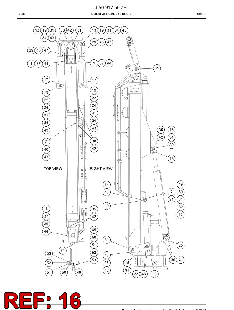 55091901 550 919 01 Pin - Sandvik Technical Drawing