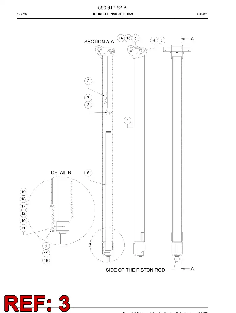 55091902 550 919 02 Pin - Sandvik Technical Drawing