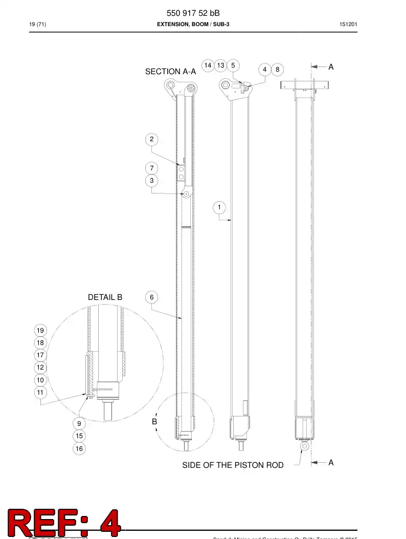 55091908a 550 919 08a Pin - Sandvik Technical Drawing