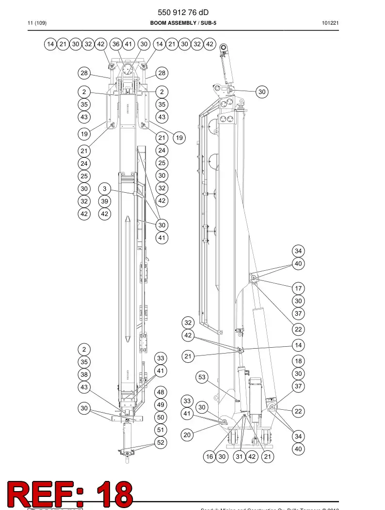 55091910 550 919 10 Pin - Sandvik Technical Drawing