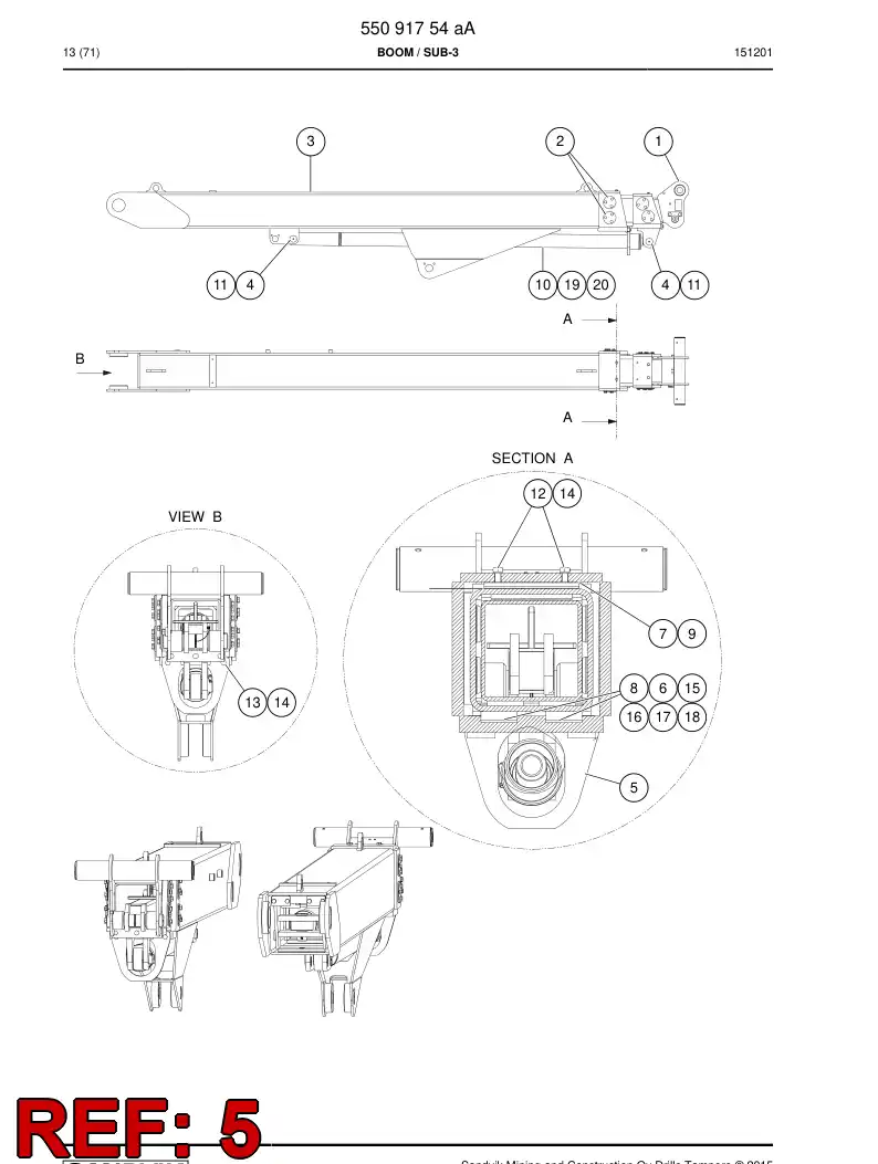 55091913a 550 919 13a Plate, Cover - Sandvik Technical Drawing