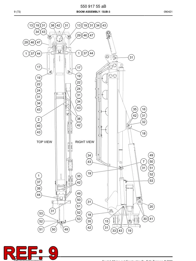 55091921 550 919 21 Plate, Locking - Sandvik Technical Drawing
