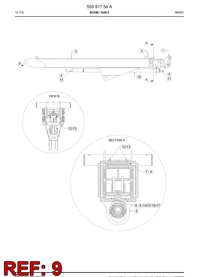 55091940 550 919 40 Slide piece - Sandvik Technical Drawing
