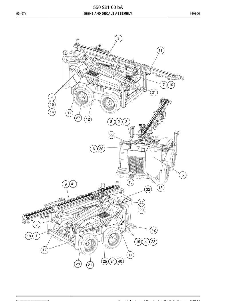 55092160b 550 921 60b Signs And Decals Assembly - Sandvik Technical Drawing
