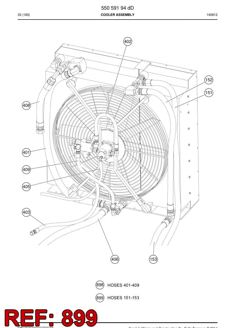 55092535d 550 925 35d Schematic, Air Circuit - Sandvik Technical Drawing