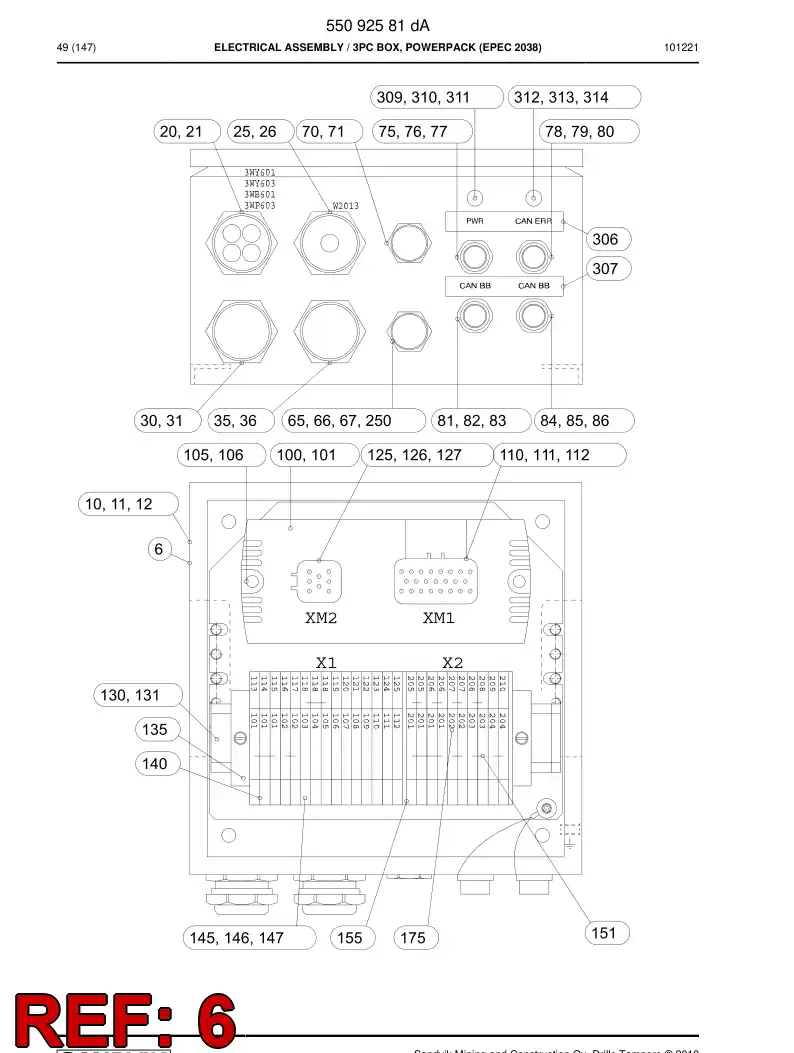 55092601 550 926 01 Wiring instruction - Sandvik Technical Drawing