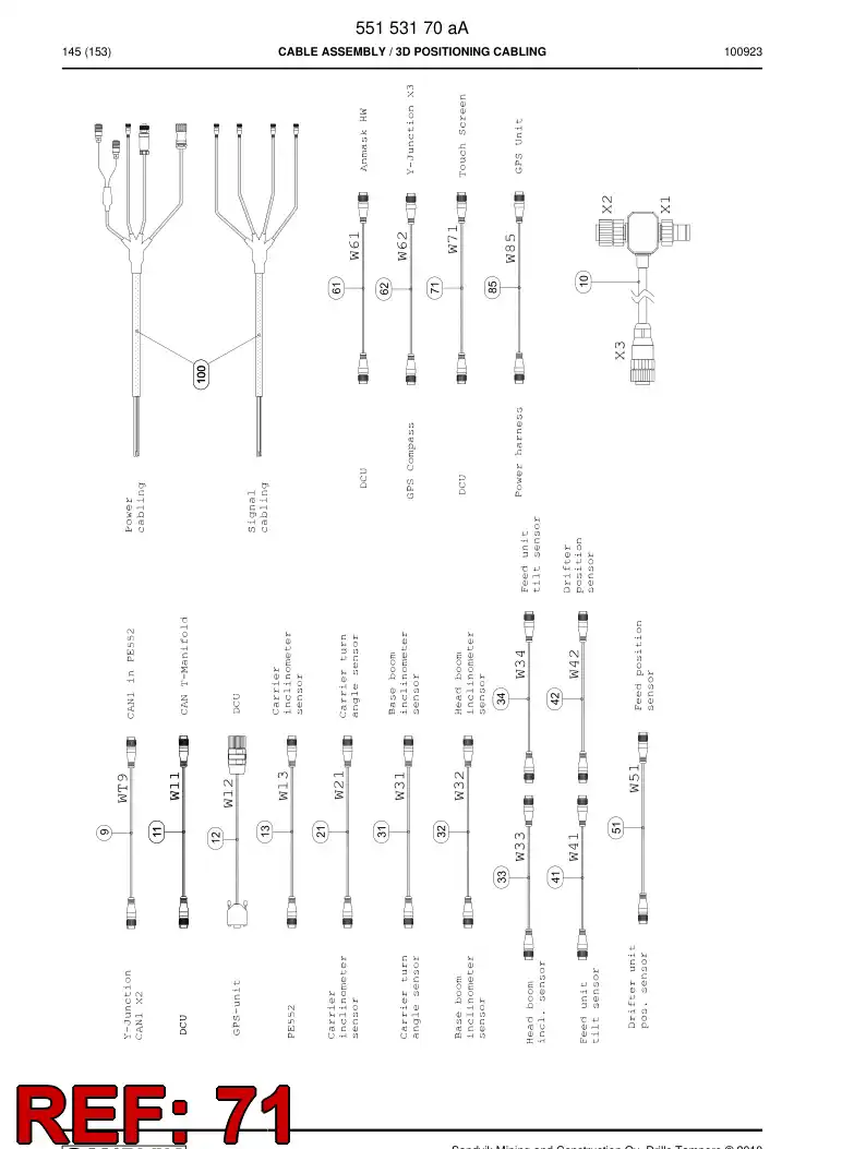 55092631 550 926 31 Cable assembly - Sandvik Technical Drawing