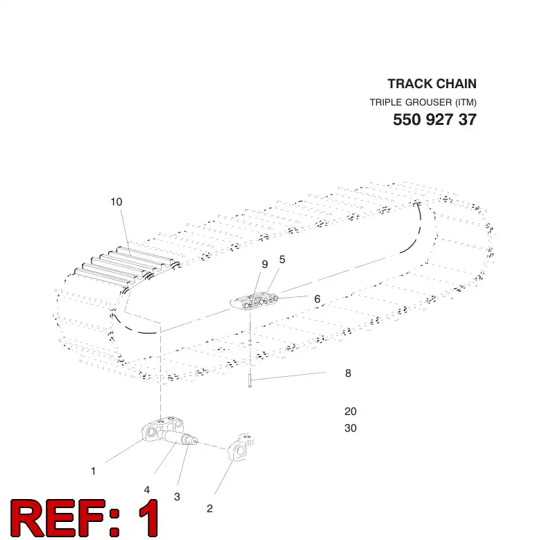 55092739 550 927 39 TRACK LINK - Sandvik Technical Drawing
