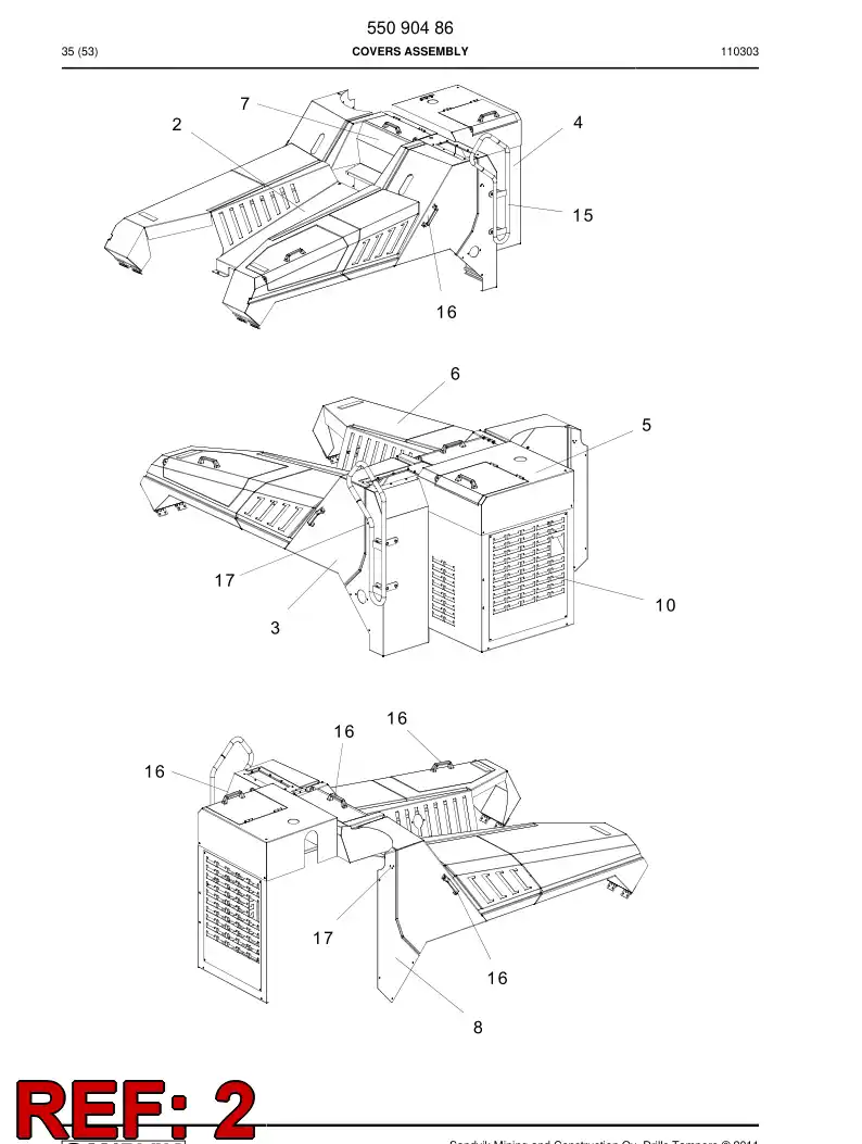 55093055 550 930 55 Plate, Cover - Sandvik Technical Drawing