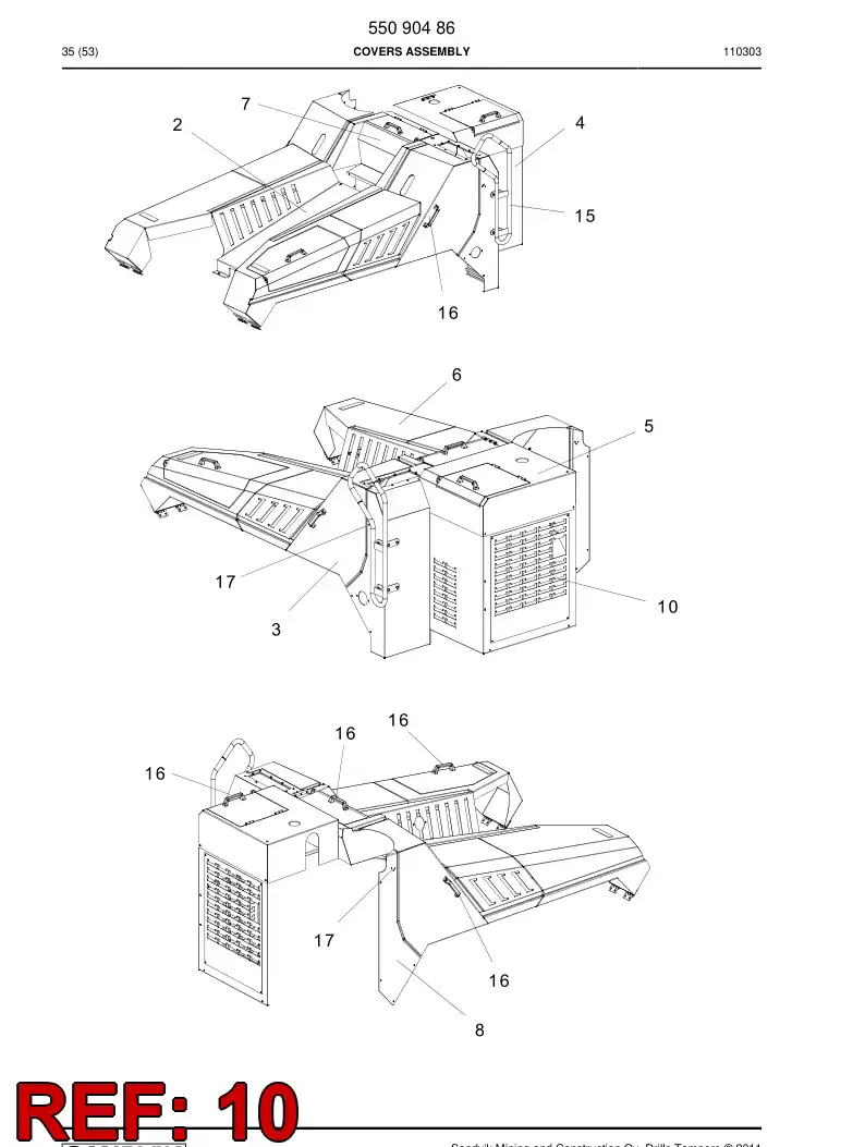 55093062 550 930 62 Plate, Cover - Sandvik Technical Drawing