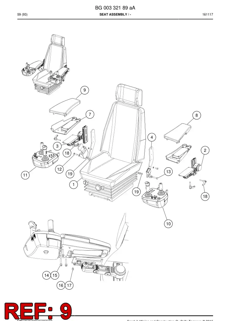55093109 550 931 09 Armrest - Sandvik Technical Drawing