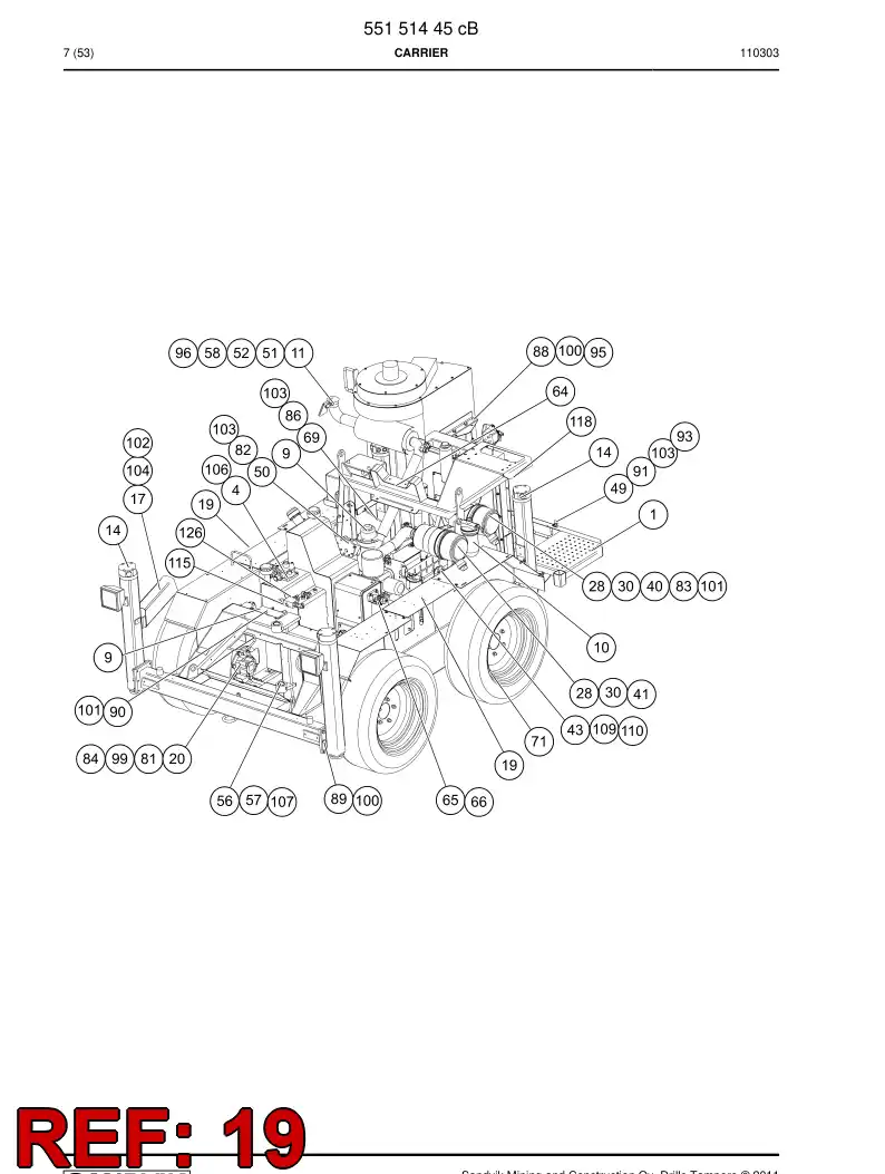 55093530 550 935 30 Shield, Splash - Sandvik Technical Drawing