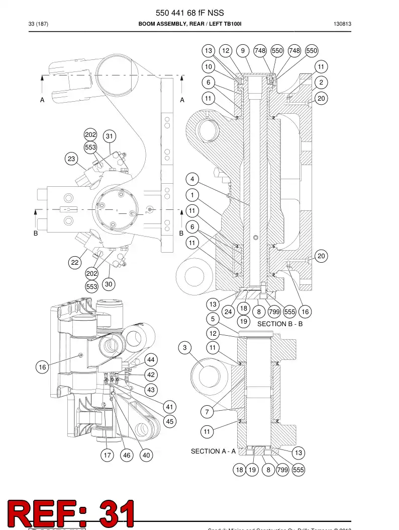 55093543 550 935 43 Supporting block - Sandvik Technical Drawing