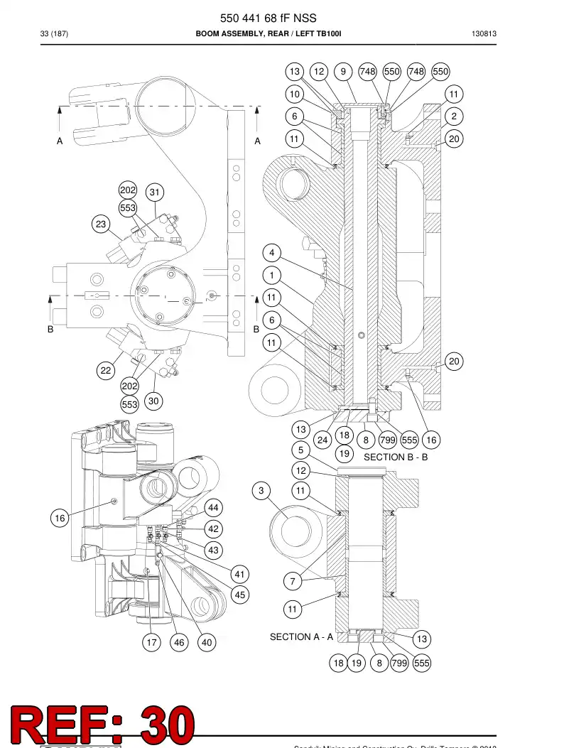 55093562 550 935 62 Supporting block - Sandvik Technical Drawing