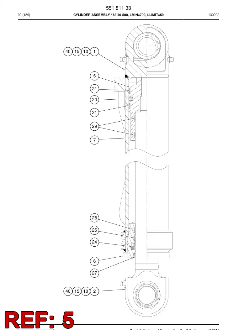 55093730b 550 937 30b PISTON - Sandvik Technical Drawing