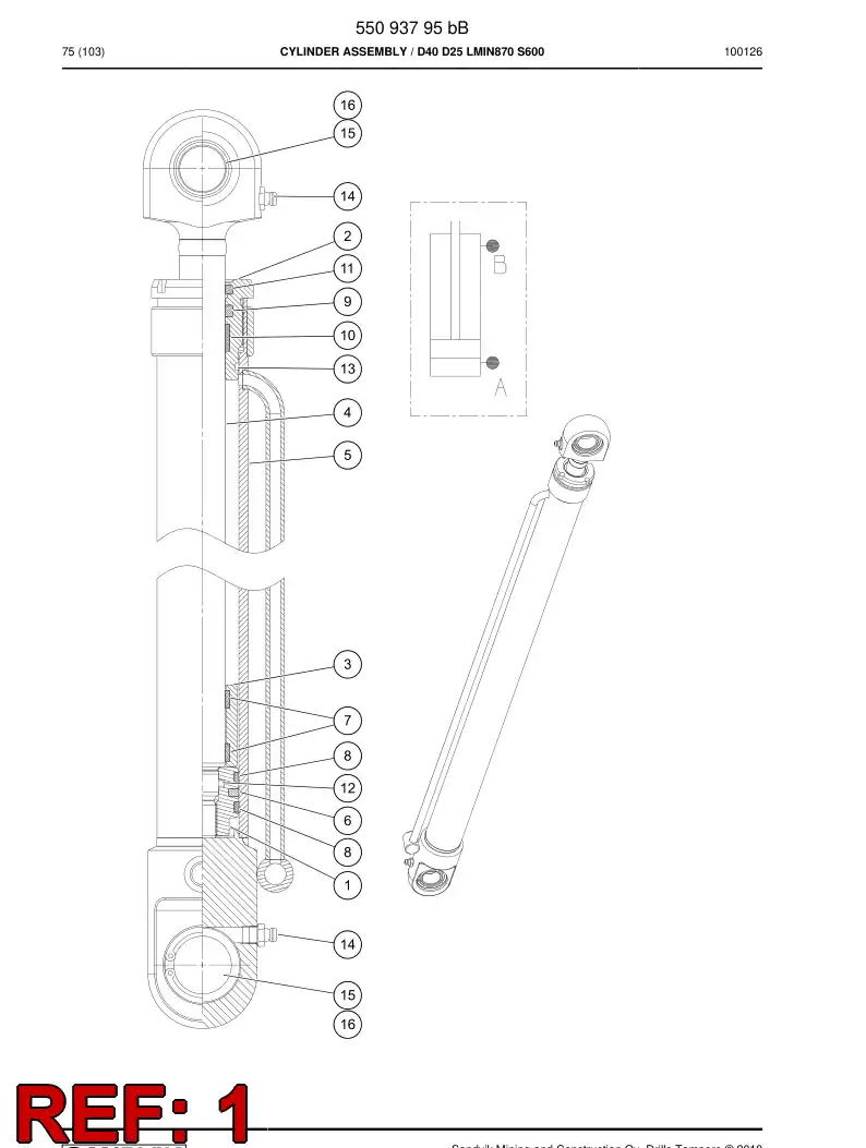 55093744a 550 937 44a PISTON - Sandvik Technical Drawing