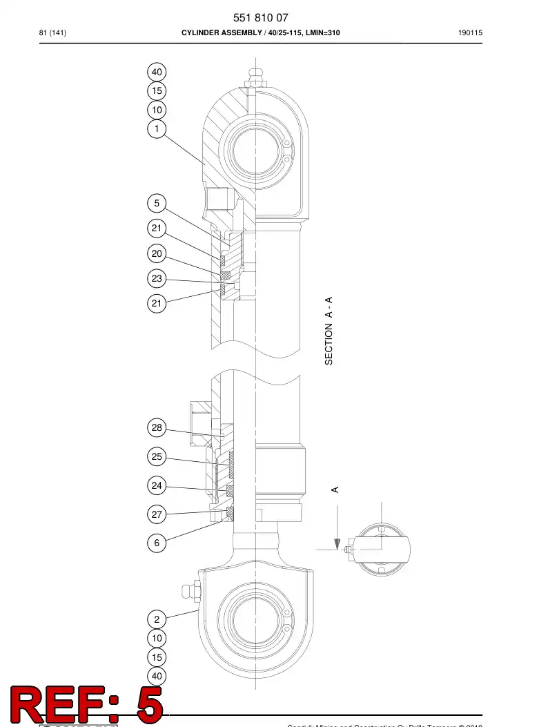 55093744c 550 937 44c PISTON - Sandvik Technical Drawing